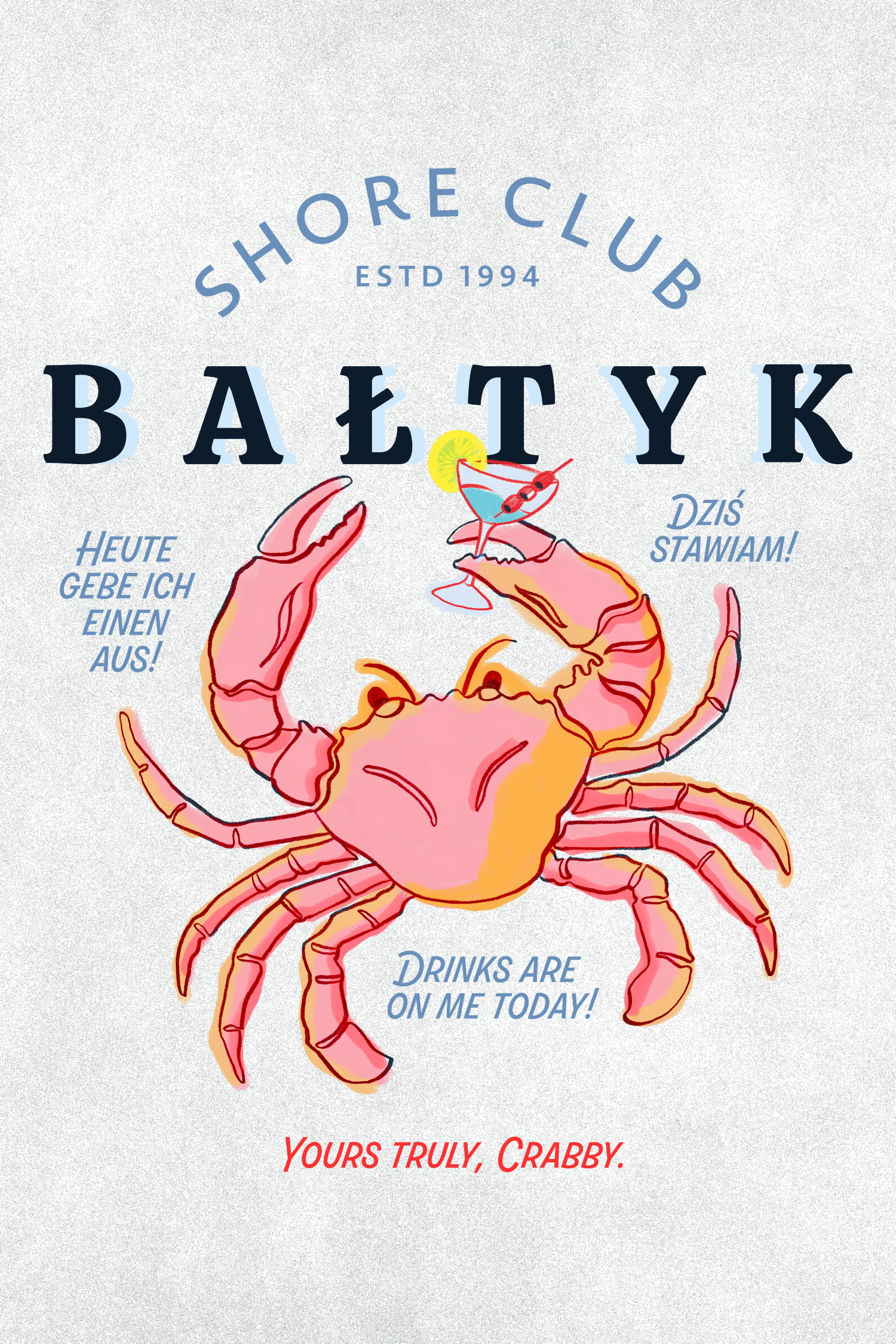 HALO Shore Club T-Shirt – Pink Crab
